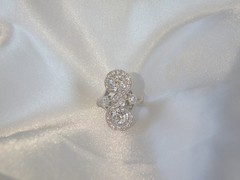 Vintage Sterling Silver 925 CZ Large Antique Style Ring Size 6