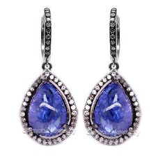 Amazing 1.35ct Rose Cut Diamond Tanzanite Studded Silver Vintage Earring Jewelry