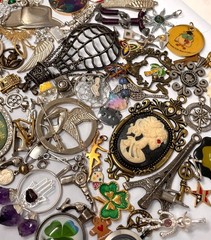 Lot Vtg & Modern Fun Novelty Pendant Findings Charms Jewelry Making Art
