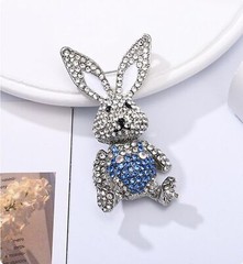 Rhinestone Moving Rabbit Brooch Pin for Women Girls Fashion Crystal Enamel Lo…