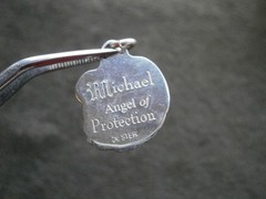 Angel Michael Military Airborne Vtg Sterling Silver Bracelet Charm Pendant 4.3g