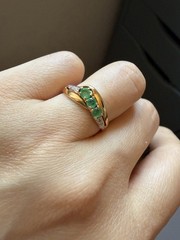 Sweden vintage 18k Emerald Diamond Ring