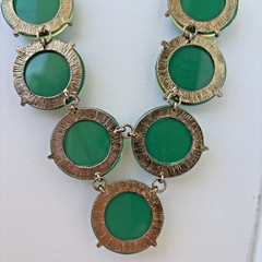 Vintage 1960 – 70s Emerald Green Glitter Lucite Acrylic Statement Necklace 19.5″