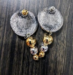 Vintage Silver and Gold Tone Dangle Earrings with Post Backs for Pierced Ears