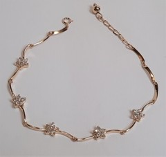Vintage Signed 925 R China Gold CZ Flower Link Tennis Bracelet 7.5 in – 8.5in