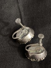 Antique Art Deco Sterling Silver 925 Paste Diamond Bracelet 7.2”Earrings Set 30s