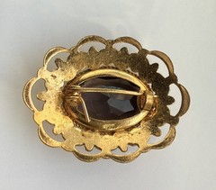 Vintage Soviet gold-plated brown brooch pin