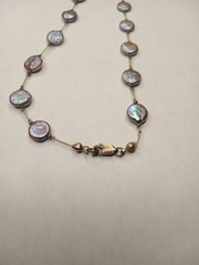 Jewelry Vintage Hand Knotted Coin/ baroque Pearl sterling silver Necklace