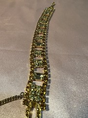 VTG Weiss Goldtone Crystal Peridot Green Topaz Tennis Bracelet-AS IS see Pics