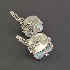 Aurora Borealis Glass Brooch Clip On Earrings Set Cluster Clear