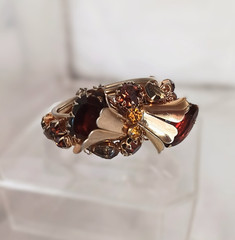 Vintg Carnegie, Caviness, Hobe Unsigned Rhinestone Clamper Bracelet Earrings Set