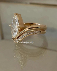 14K Yellow Gold Plated 2Ct Marquise Lab Created Diamond Wedding Bridal Ring Set