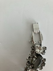 JULIANA Large Smoky Oval Glass Clear & Gray Rhinestones 5 Link Bracelet GORGEOUS