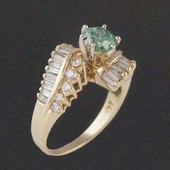 Solid 14K Gold .80 Ct Irradiated Teal Blue Center & 1.00 CTW White Diamond Ring