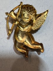 VINTAGE CUPID RAW BRASS STAMPING FROM FAMOUS MAKER FOR JEWELRY/CRAFT/DECOR NOS