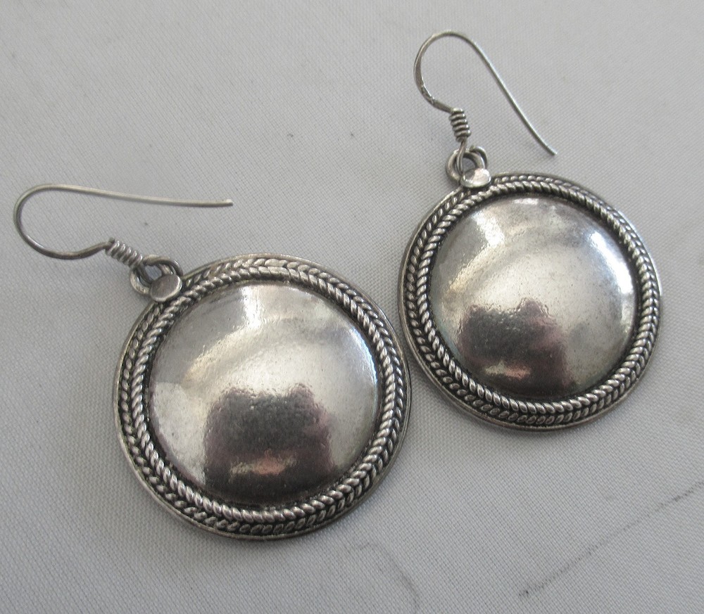 STERLING DANGLE EARRINGS, 1 3/4 by 1 1/8 INCHES, 14 GRAMS