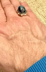 💙🔷 Rare Blue Agate Ring with Teal, Cyan & Grey Veins – Handmade Silver Unique✨