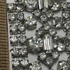 Vintage Mid Century Rhinestone 5 Row Bracelet Silver-Tone 7.5″ (FC110-1Q4452