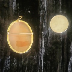 Vintage Itilian Mid-century Hand Carved Carnelian Cameo Brooch/Pendant Stamp 800