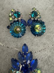 🌟Rare Book Set🌟Juliana D&E Peacock Blue Margarita Rhinestone Pendant Earrings