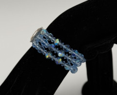 Vintage Sky Blue Faceted Crystal Beaded Multi Strand Bracelet