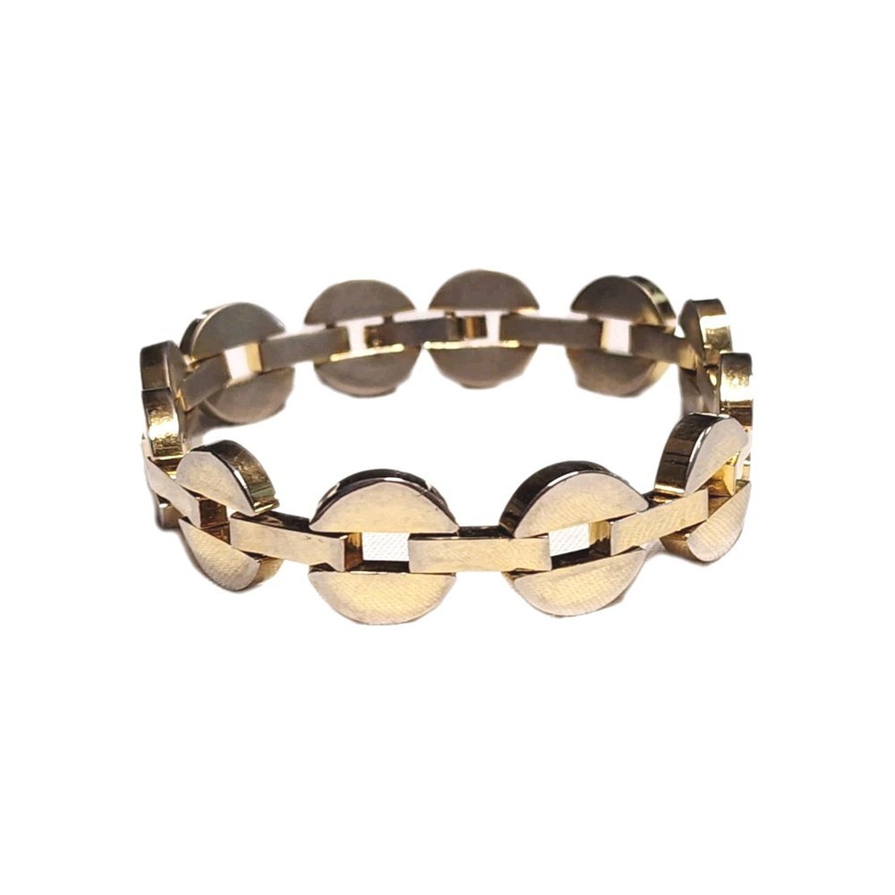 Vintage Gold Tone Chunky Open Center Round Link Chain Bracelet Retro Costume GUC