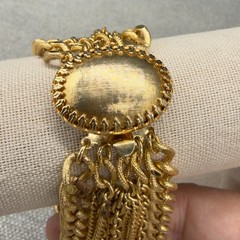 Vintage Bracelet Gold Tone Multi Chain Textured Disc Box Closure Size 7.5 Classy