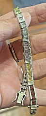 Vintage Sterling 925 Channel Set Square Cut Multi Colored Gemstone Bracelet