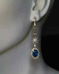 Vintage Art Deco Style Lab Created Diamond Dangl Drop Earring 14K Yellow Gold FN