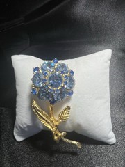 Vintage Edlee Blue Flower Brooch-Signed