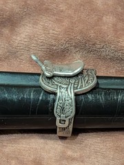 Vintage Silver Toned Aluminum Ornate Horse Saddle Seat Ring 9.5 Adjustable Japan
