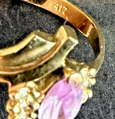 Vintage Estate Marquise Cut Pink Sapphire 10K Yellow Gold Ring Size 8