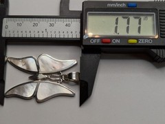 925 Sterling Silver Butterfly Pendant. Shell Inlay. 10.7 Grams. 30mm Wide x 45mm