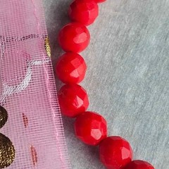 Vintage W. Germany Red Faceted Bead Necklace