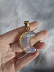 Charles Albert Opalite Glass Textured Alchemia Crescent Moon Pendant