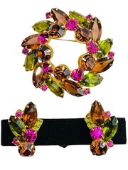 Vintage Juliana DELIZZA and ELSTER Circle Brooch with Matching Earring Clips