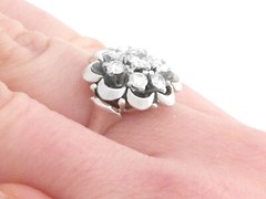 Vintage 0.66 Ct Diamond and 18k White Gold Cluster Ring, Circa 1950