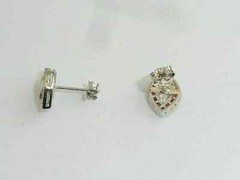 Art Deco Vintage Style Lab-Created Diamond & Ruby Stud Earrings Solid 925 Silver