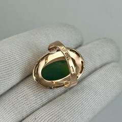 Rare USSR Vintage Original Rose Gold Natural Nephritis Ring 583 14K 7,30 g.