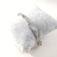 Vintage NF Silver Tone CZ Tennis Bracelet 1970s Nickel Free Sparkling Stones