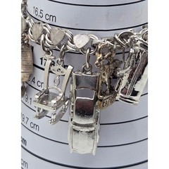 Heavy Vintage Jem Ster Sterling Charm Bracelet – 14 Sterling Charms 8″