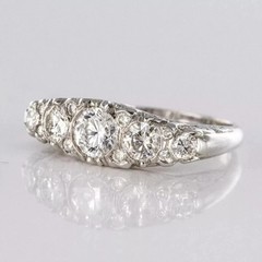 Art Deco Vintage Style Lab Created Diamond Engagement 14K White Gold Finish Ring