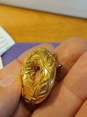 MMA Met. Museum of Art Circle Donut Granular 24k Gold Plated Pendant Etruscan