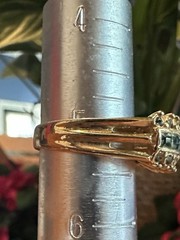 Vintage 18KT HGE Gold Plated Teal Green CZ Rhinestones Ring Size 5
