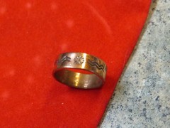 Vintage Solid Copper Bell Ring Sz 5 Native American, Stamping