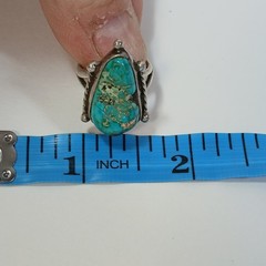 Vintage Estate BLUE TURQUOISE Stone Silver Tone Ring Size 5.25