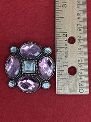 Vintage Purple & Clear Brooch Pin & Pendant 1.5 Inches