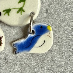 Vintage Costume Ceramic Bird House Dangling Pin Brooch Artsy Folk Whimsical Art