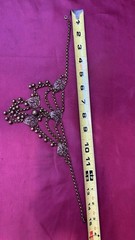 Vintage Brass Filigree Festoon Bib Necklace Victorian Revival Hollow Ball Drops