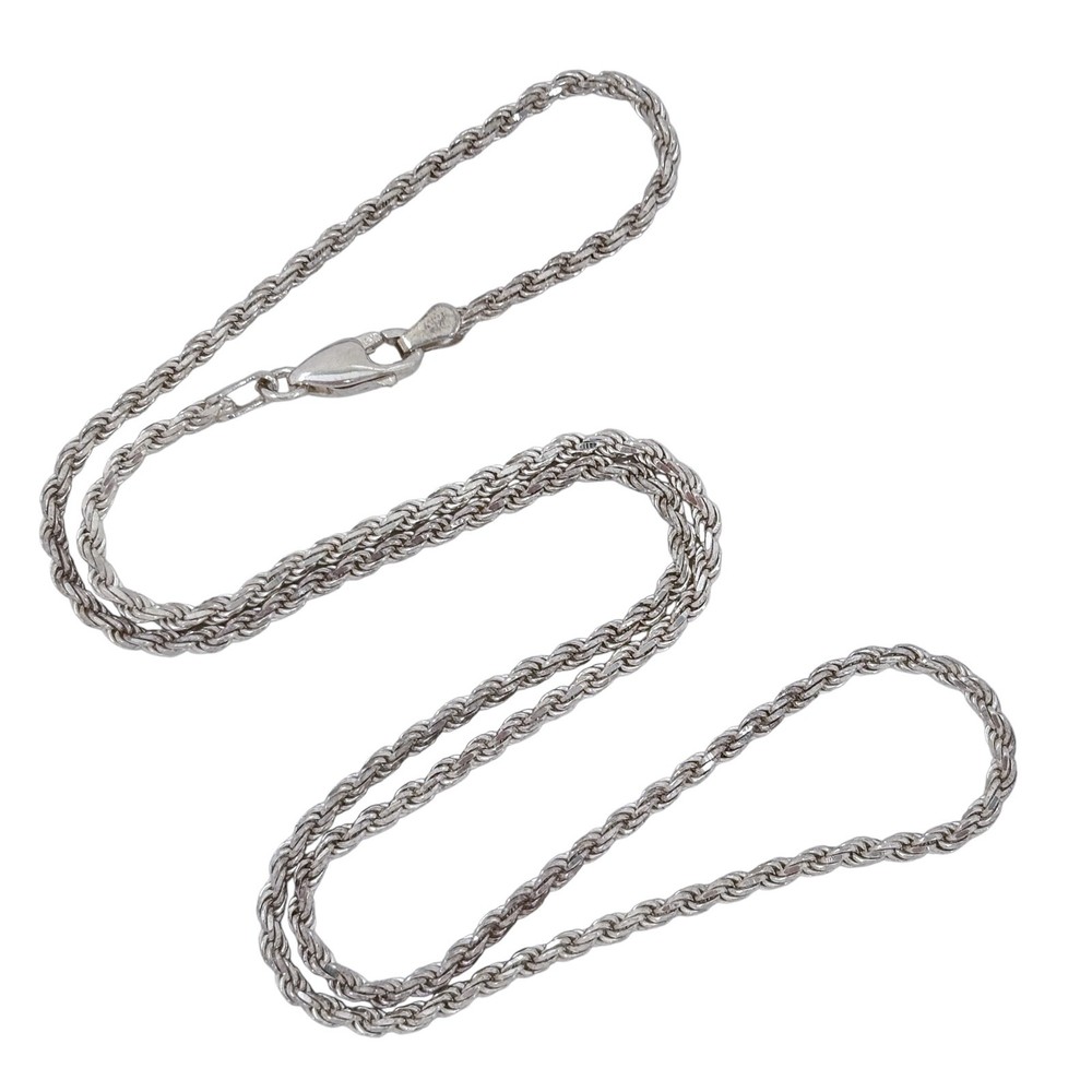 Vintage Italy Sterling Silver 925 2.5mm Rope Chain Necklace 19.5″